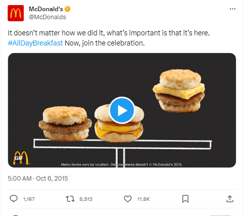 McDonald's post on Twitter