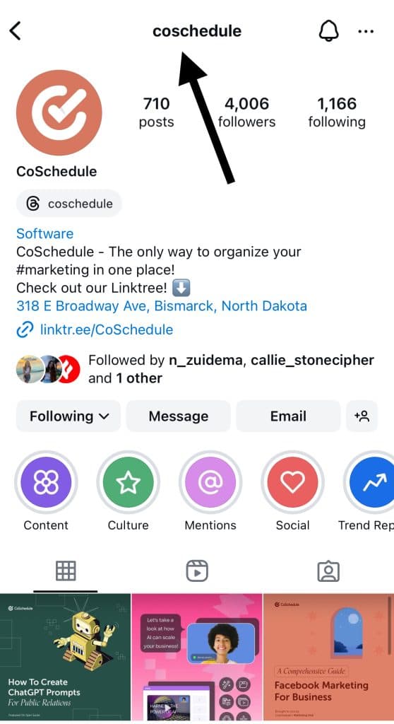 CoSchedule's Instagram handle