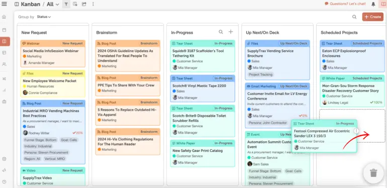 Kanban Dashboard in CoSchedule Calendars