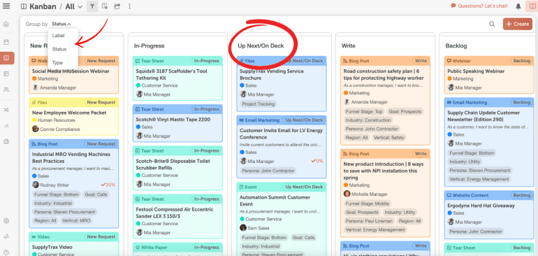 How to find on deck projects in Kanban Dashboard