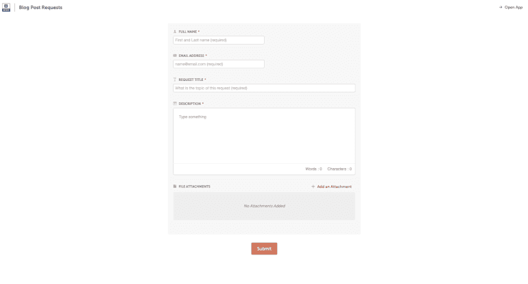 Request Form in CoSchedule