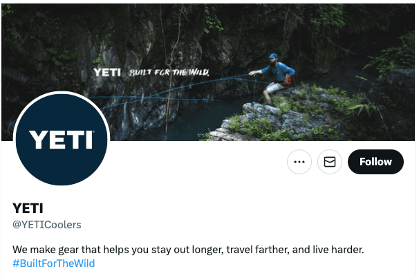 Yeti as an example of optimizing twitter business profile