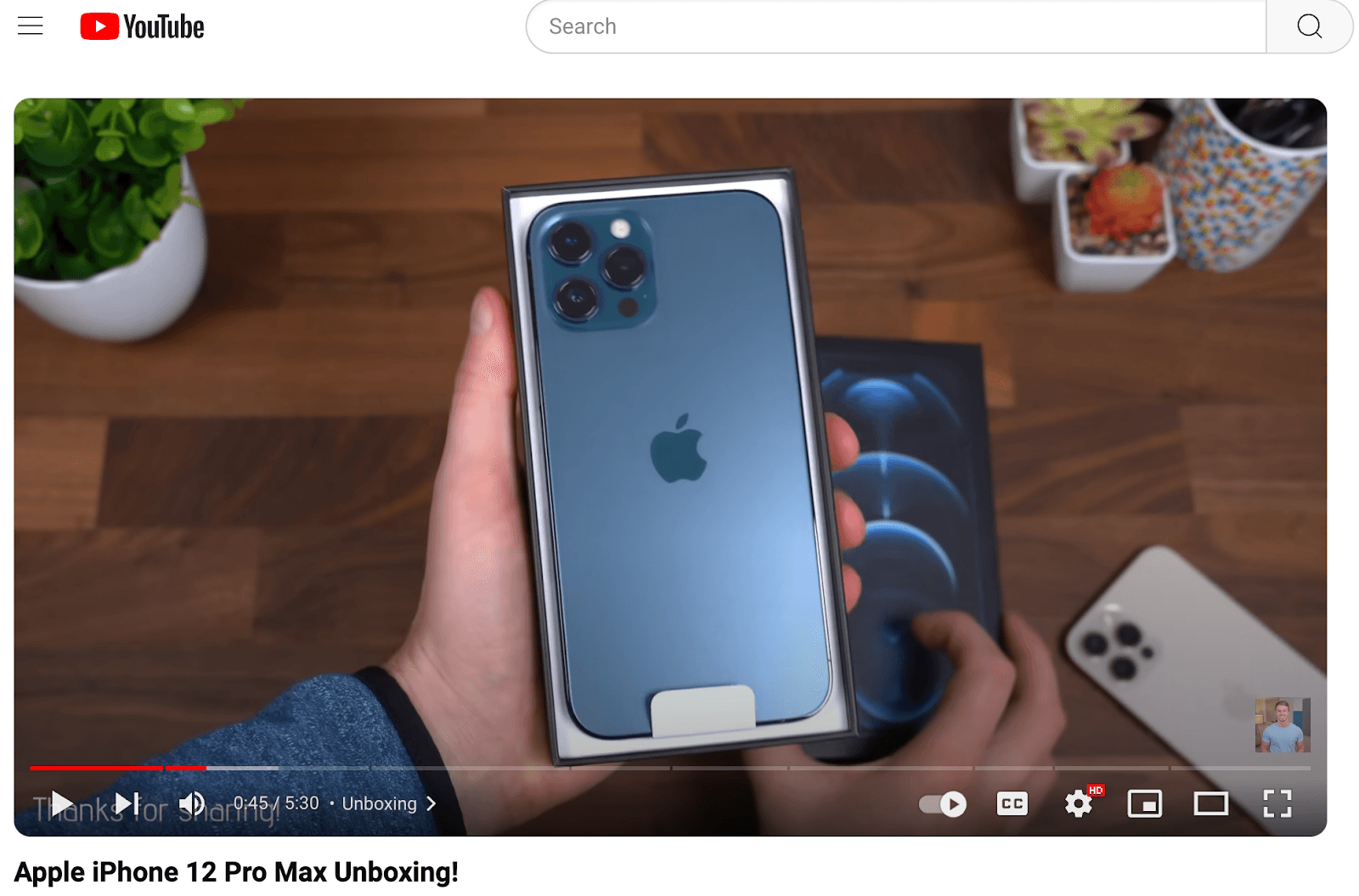 Apple Iphone 12 Pro max Unboxing video on YouTube