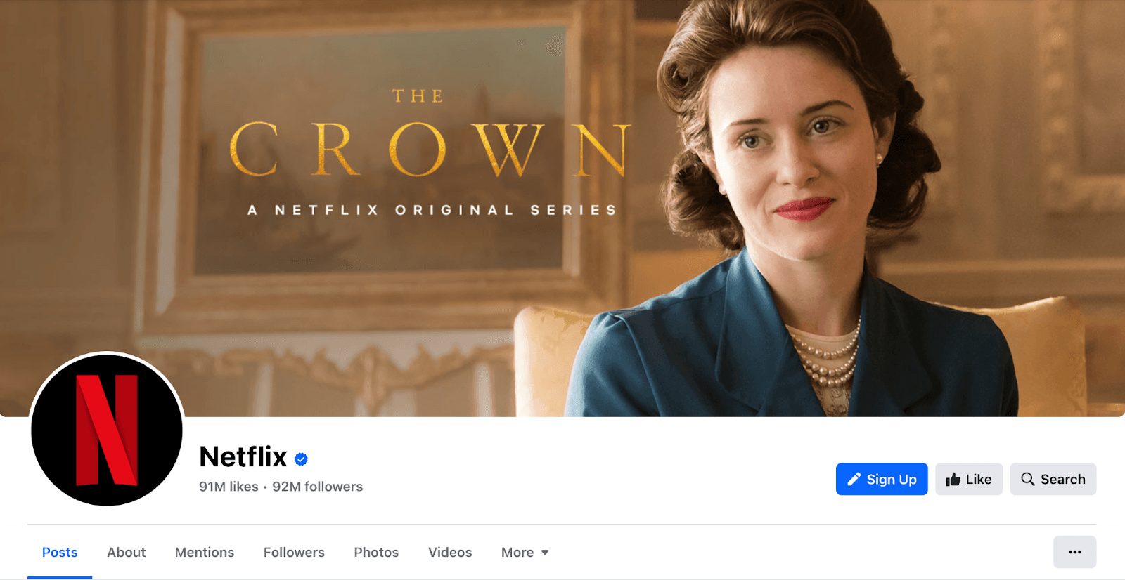 Netflix cover photo on Facebook Business Account