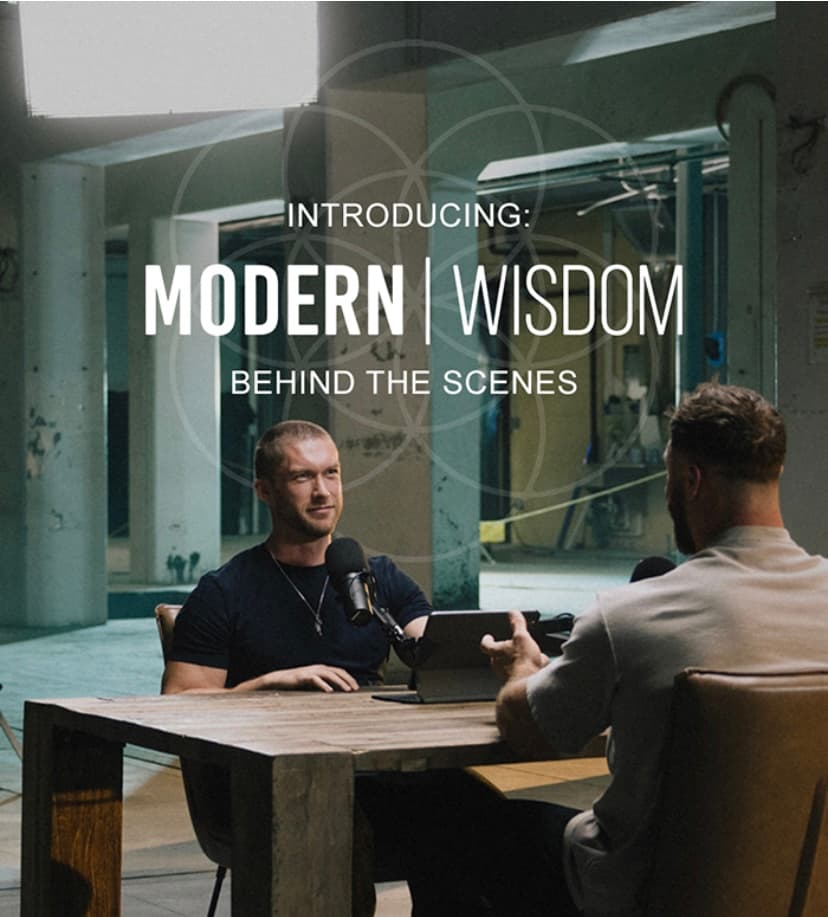 "Modern Wisdom" podcast name and a cover