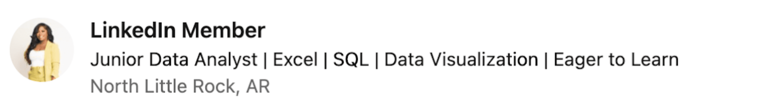 User’s LinkedIn headline example