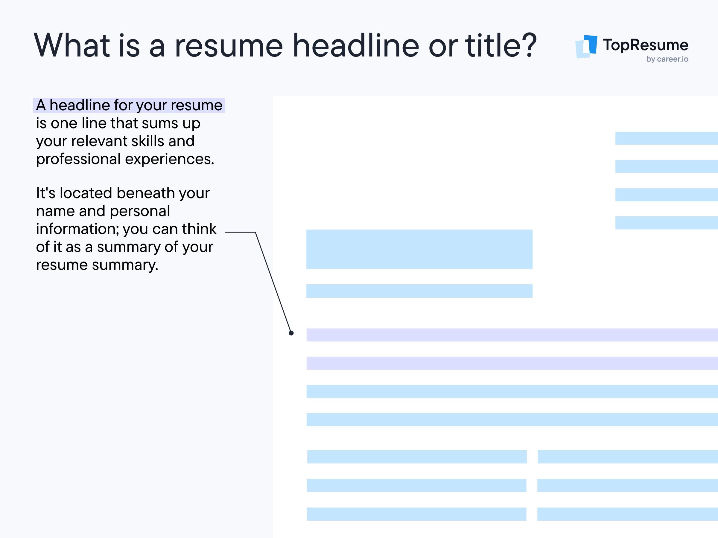 What is a resume headline or title?