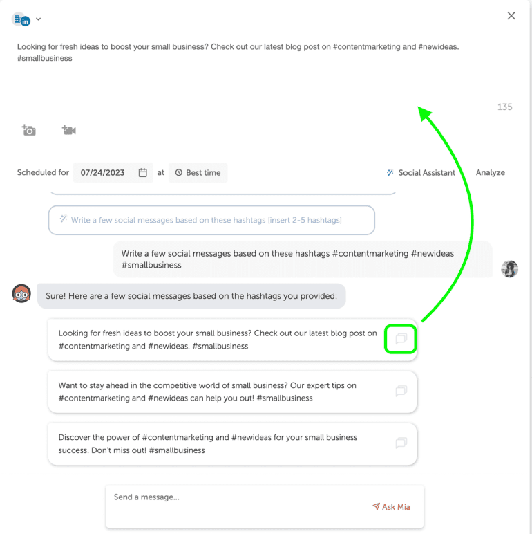 Generate AI social messages with CoSchedule.