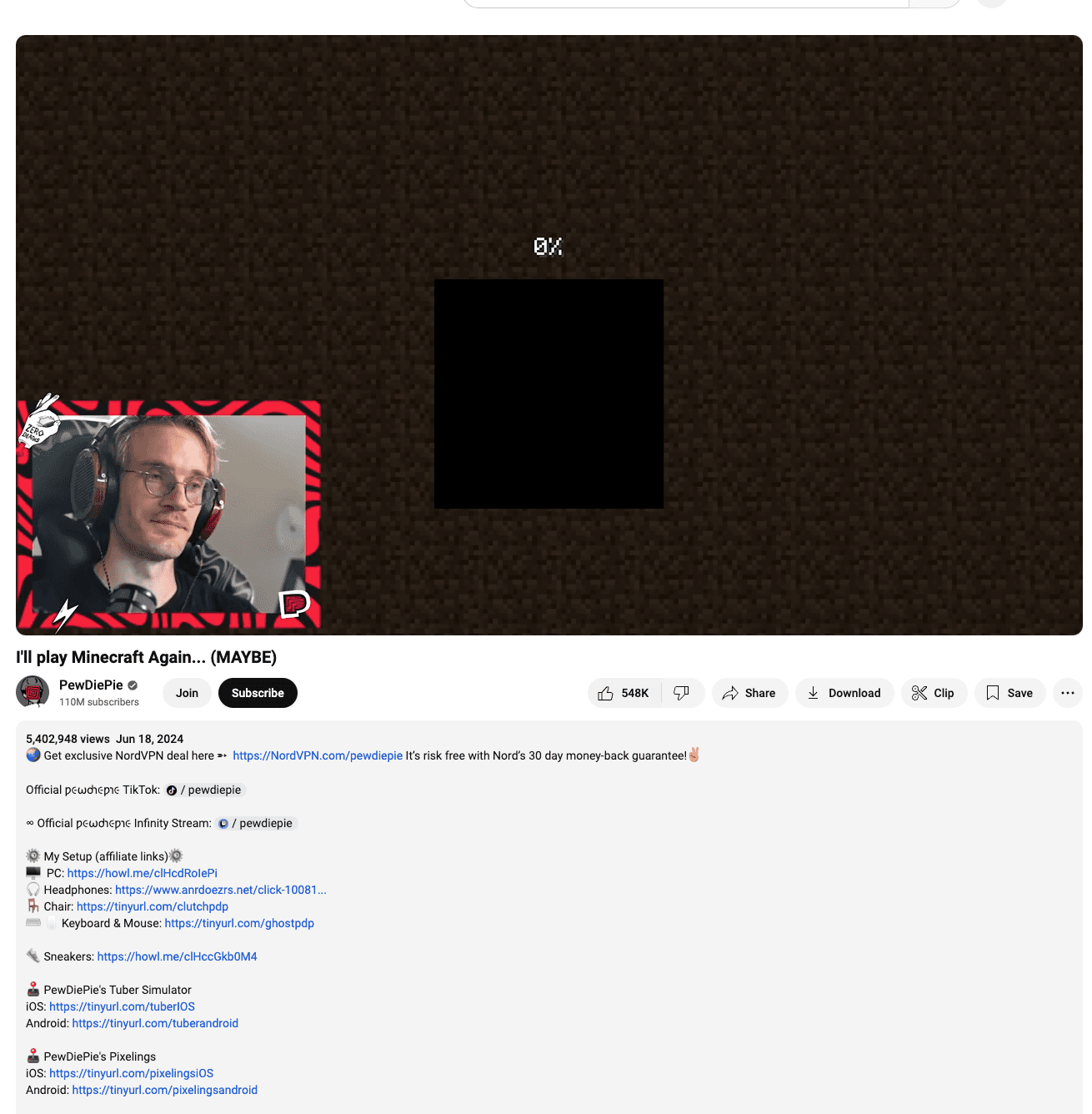 How To Write YouTube Descriptions example from PewDiePie