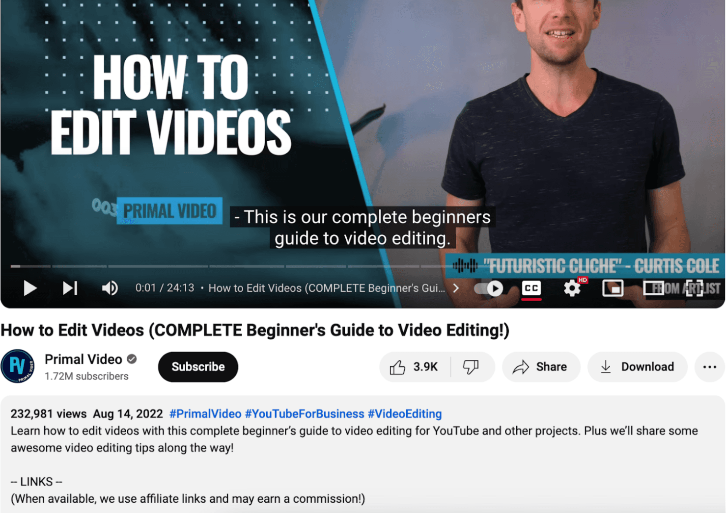 How to Write YouTube Descriptions example from Primal Video