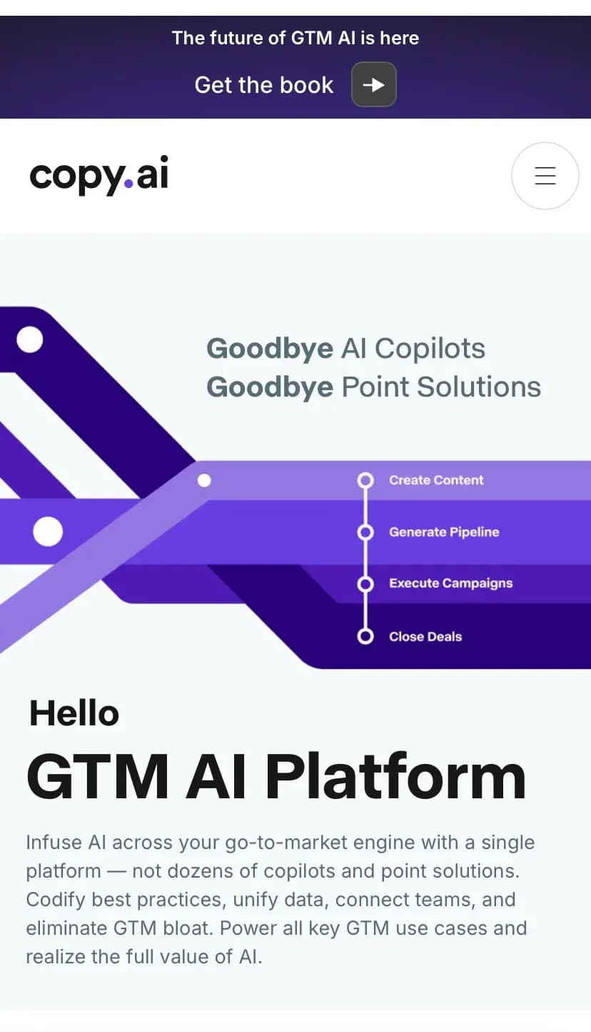 Copy.ai homepage.