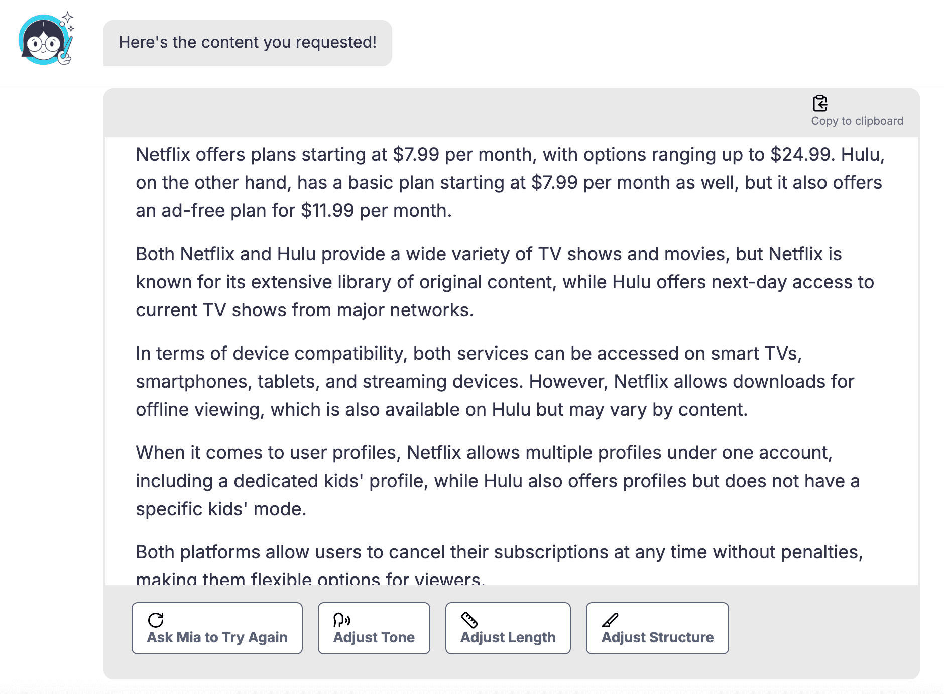 Hire Mia's output example