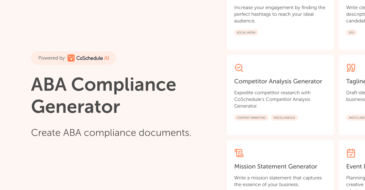 ABA Compliance Generator Powered By CoSchedule AI