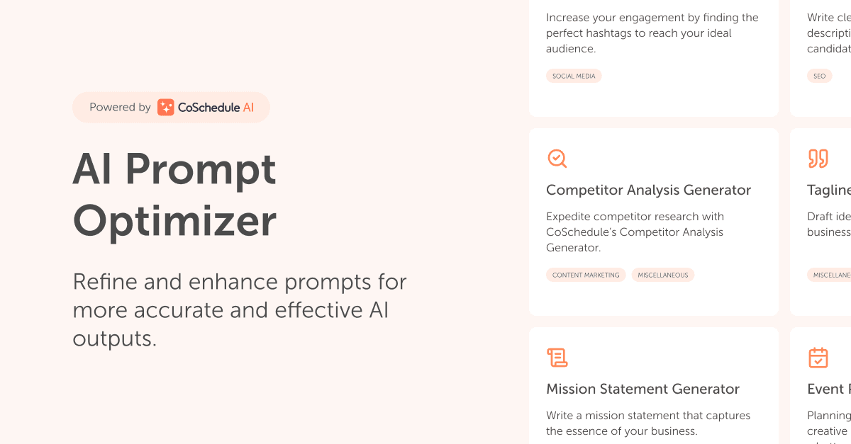 AI Prompt Optimizer Powered By CoSchedule AI