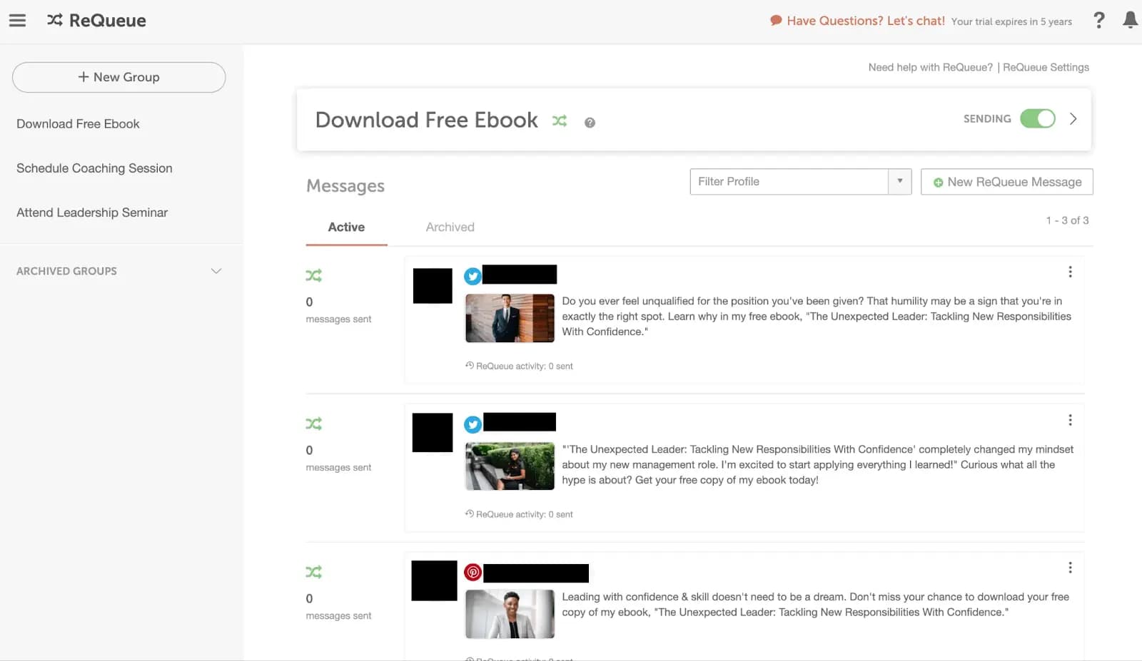 CoSchedule ReQueue messages.
