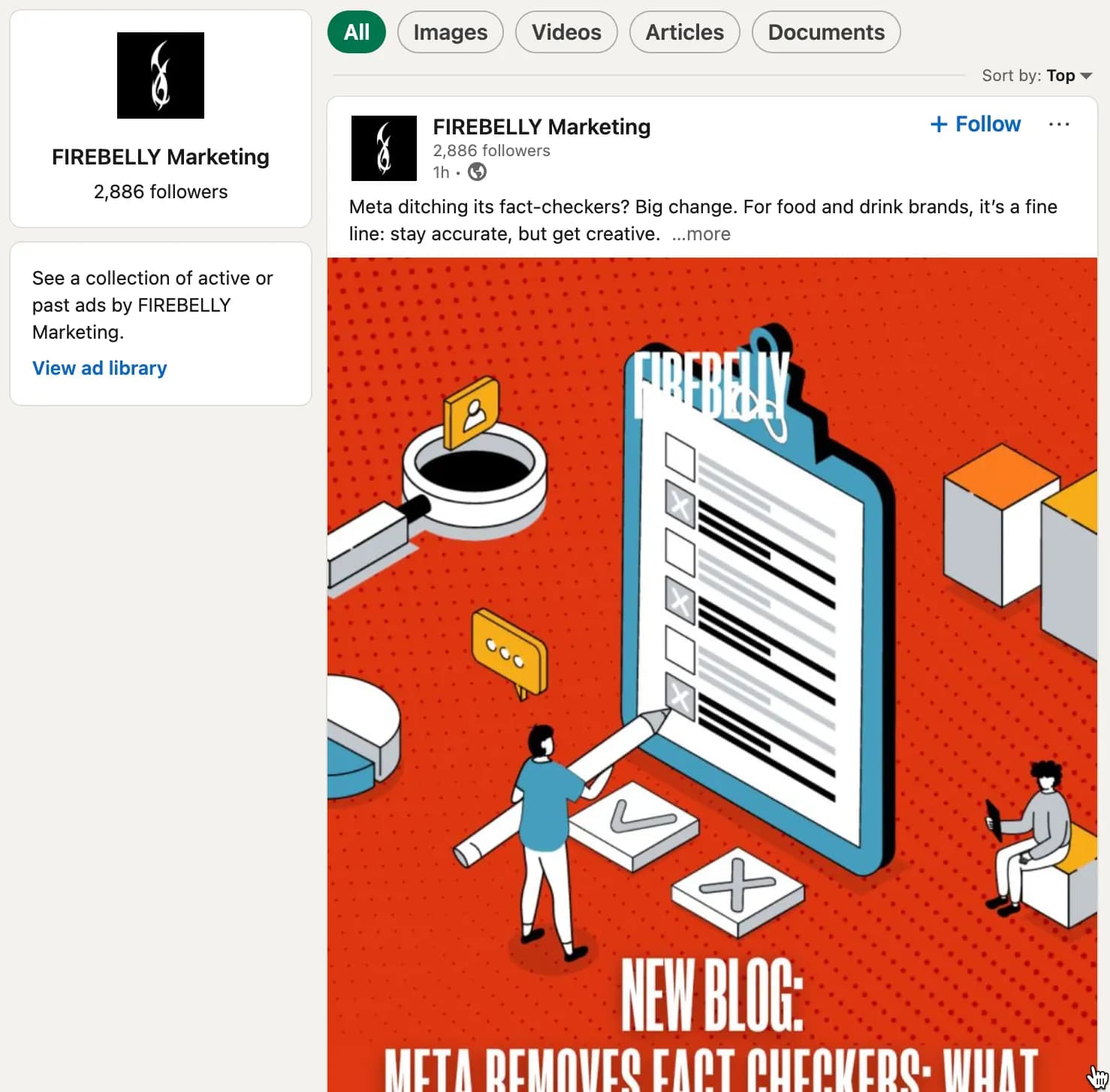Firebelly marketing LinkedIn page.
