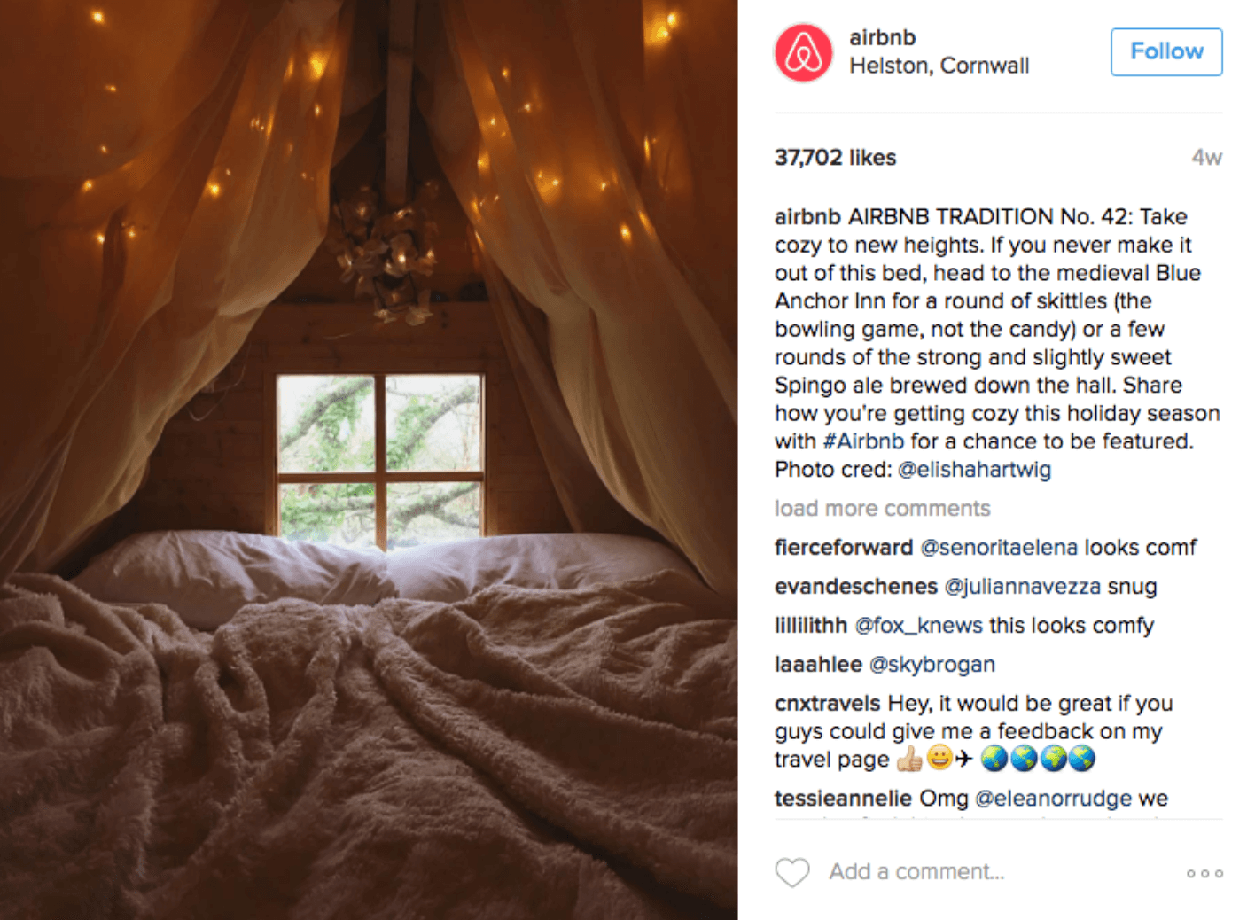 Airbnb user generated instagram post.
