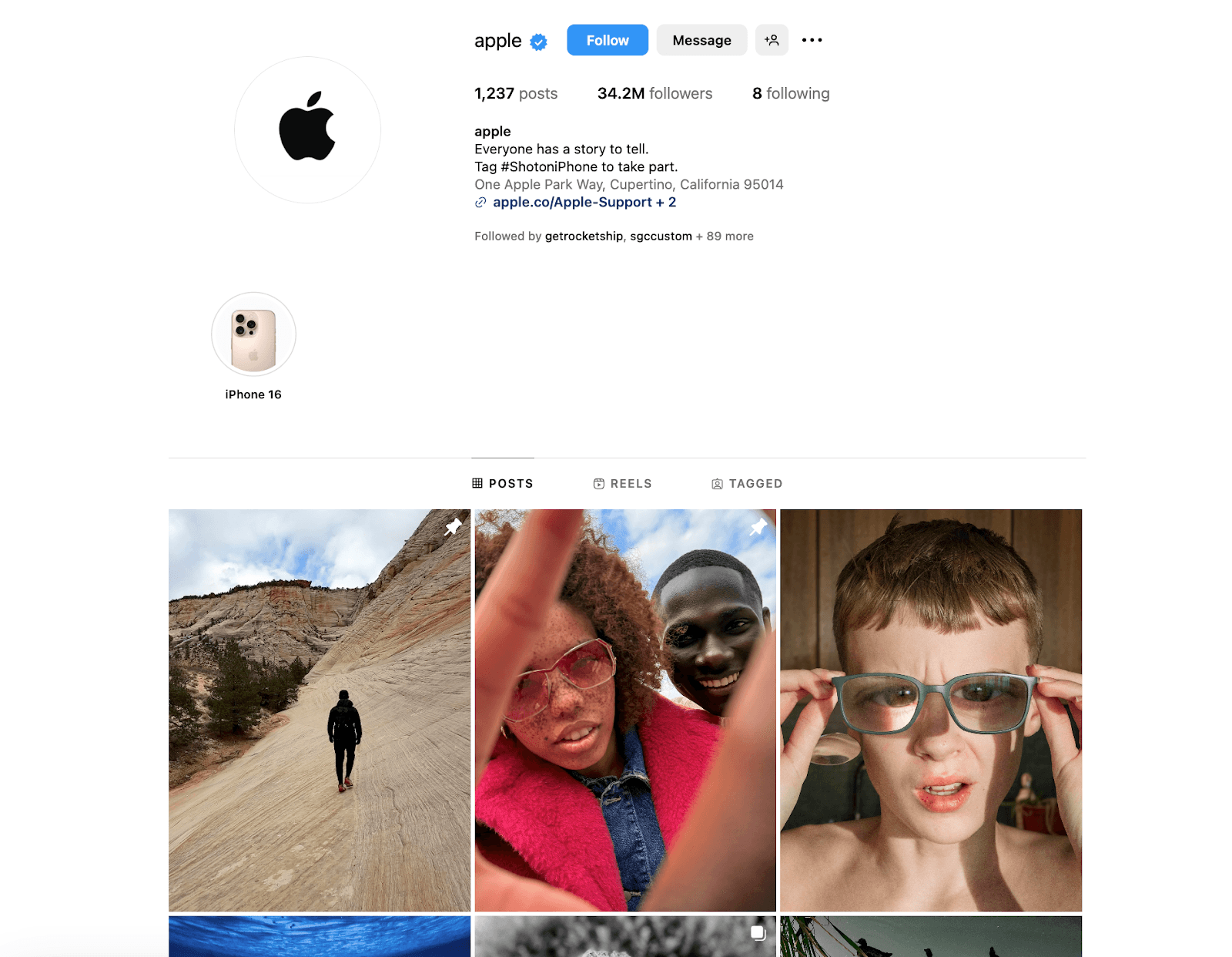 Apple's instagram page.