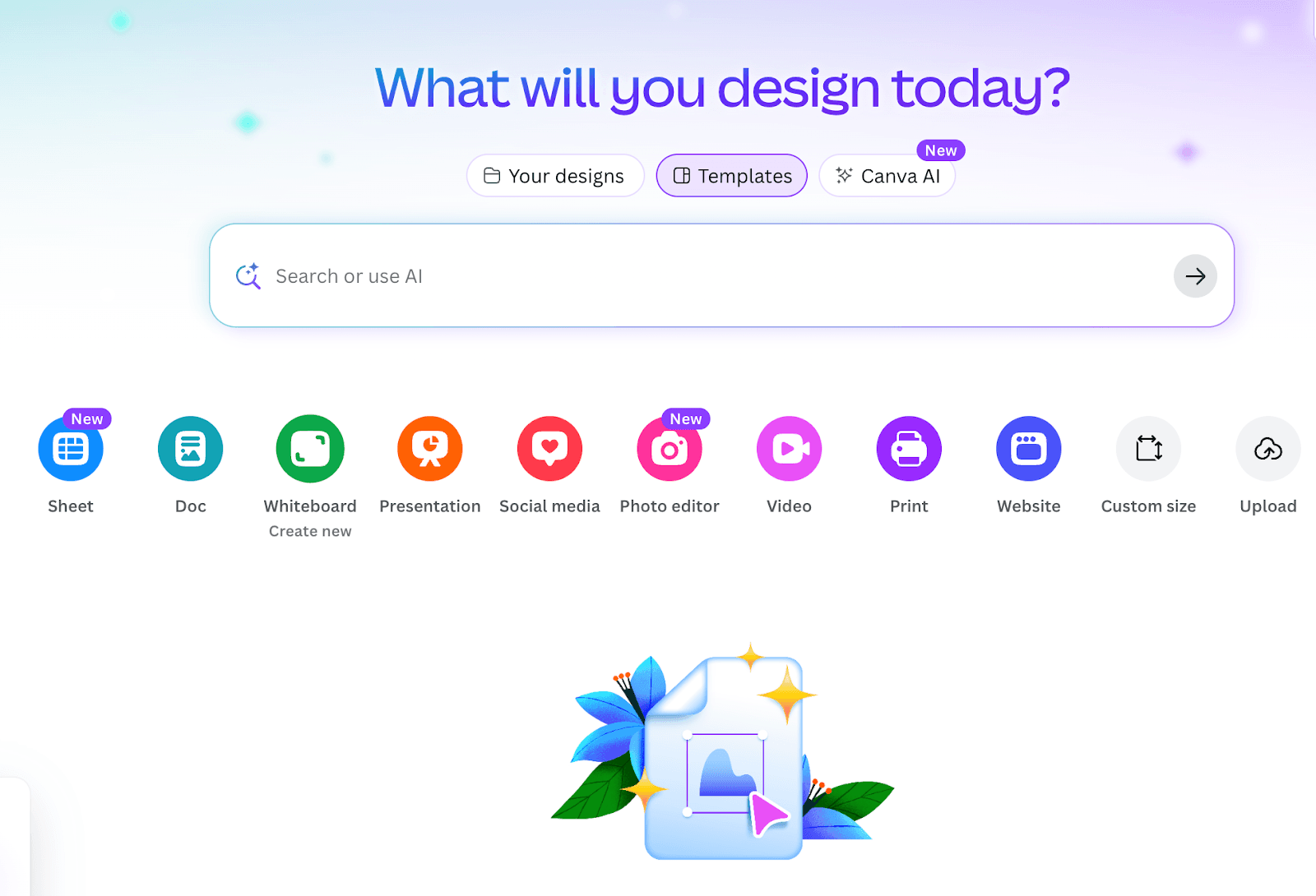 Canva homepage.