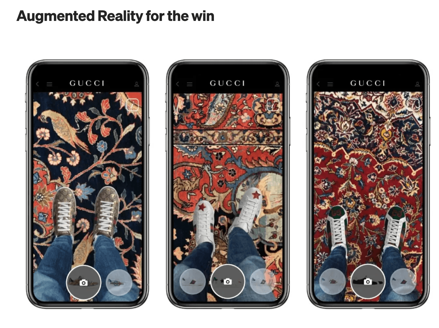 Gucci augmented reality shoe ad.