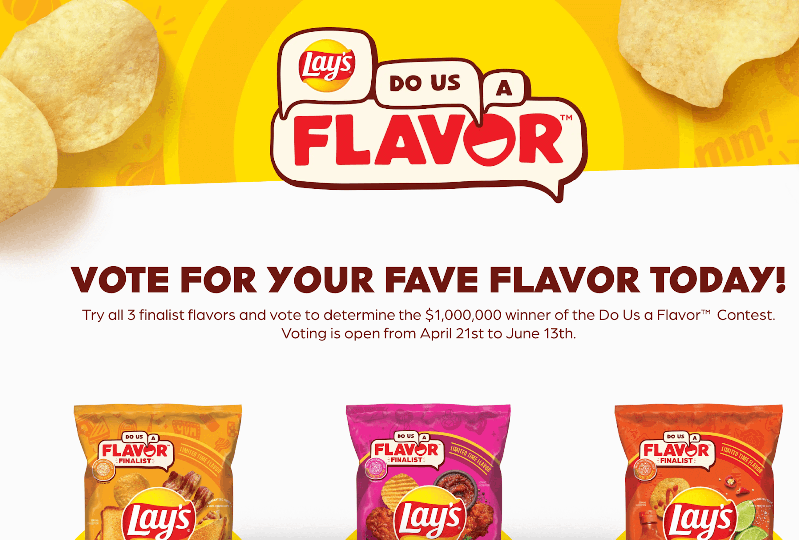 Lays do us a favor and vote for new flavor ad.