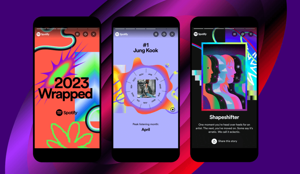 Spotify wrapped 2023 phone graphic.
