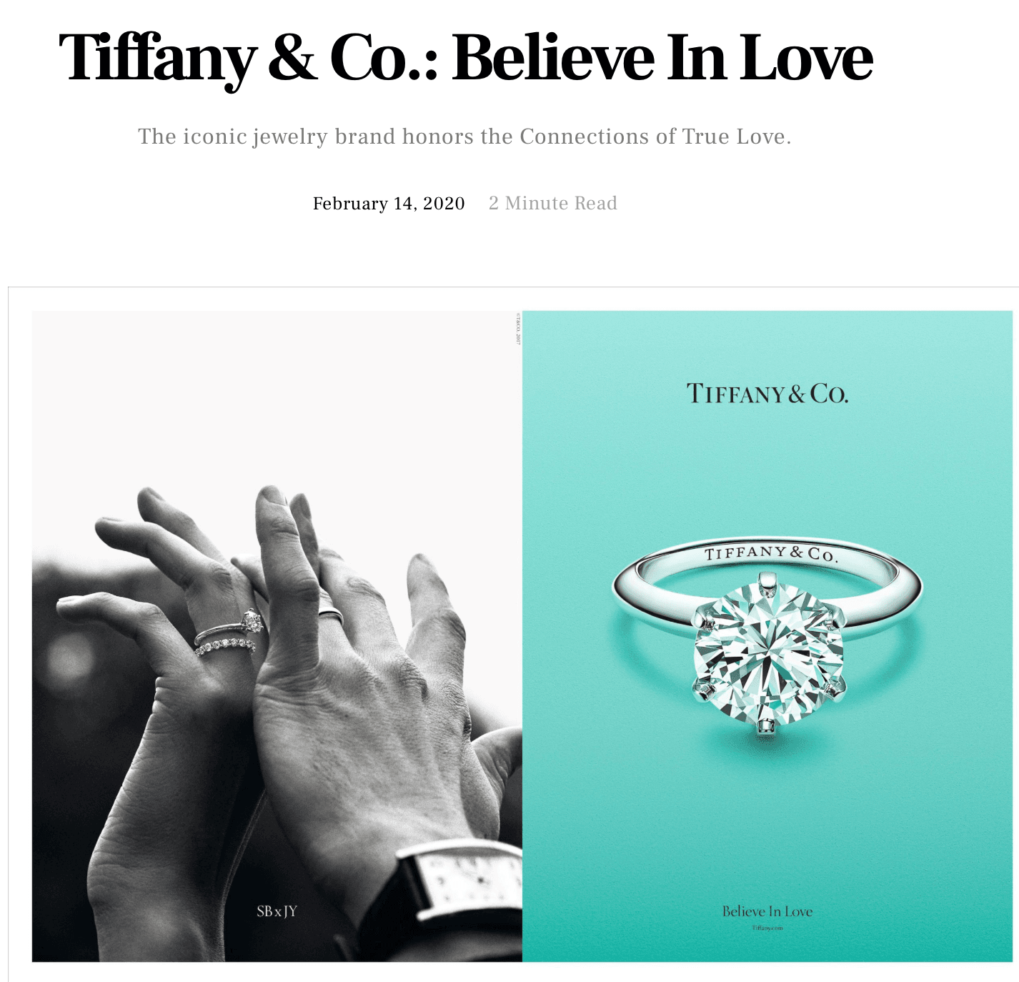 Tiffany & Co believe in love ad.