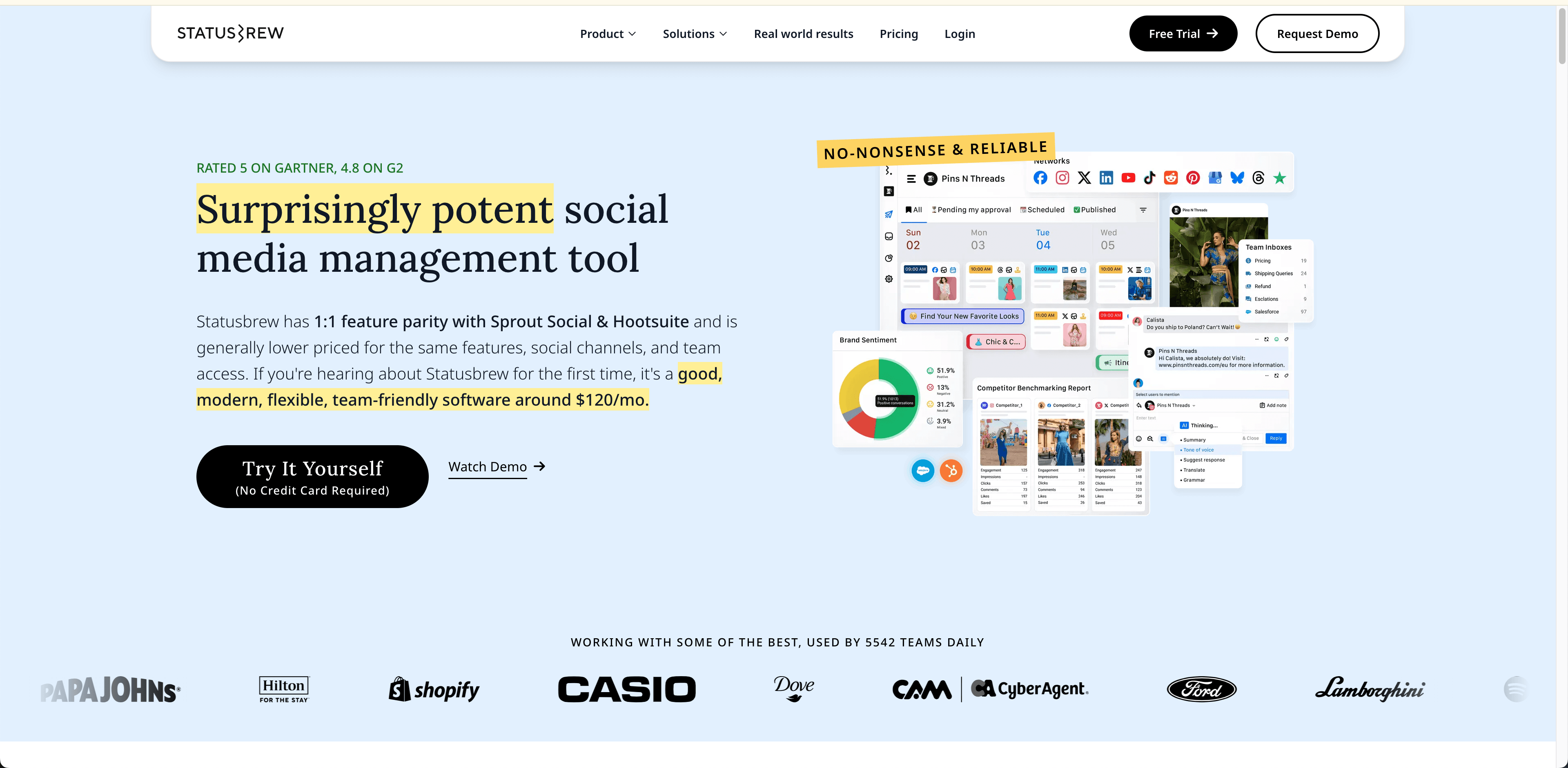Status Brew homepage.