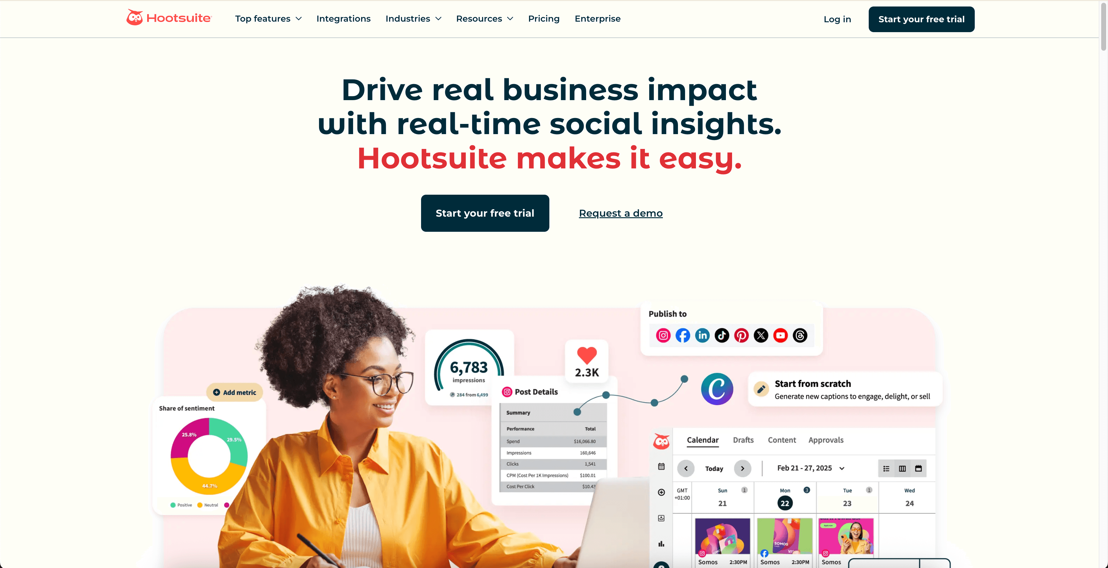 Hootsuite homepage.