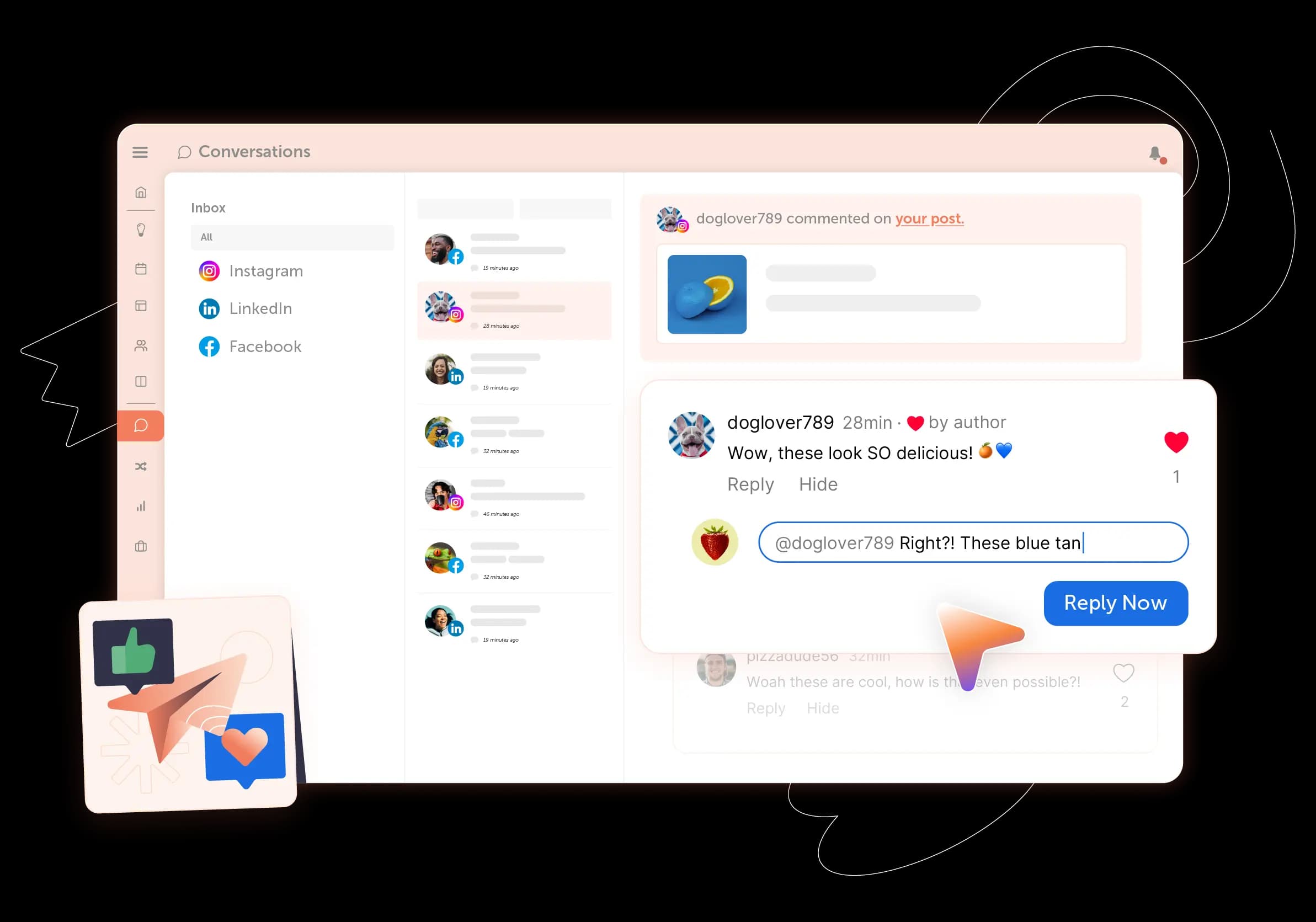 Graphic of CoSchedule's social inbox.