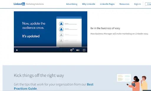 LinkedIn Marketing Solutions page.
