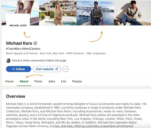 Michael Kors LinkedIn account.