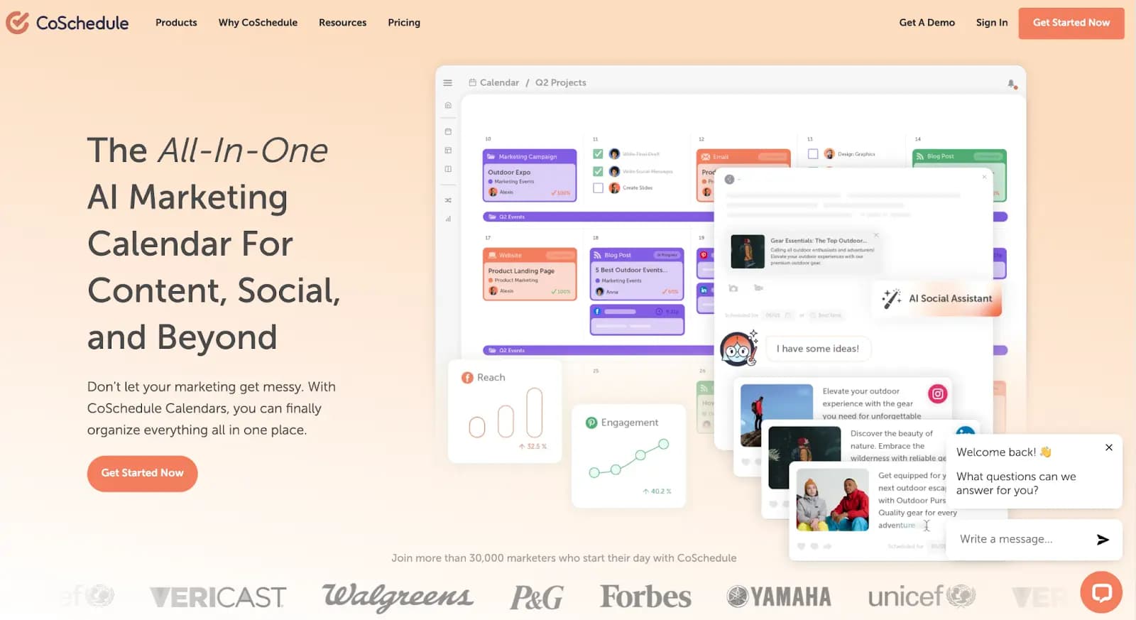CoSchedule Content Calendar homepage.