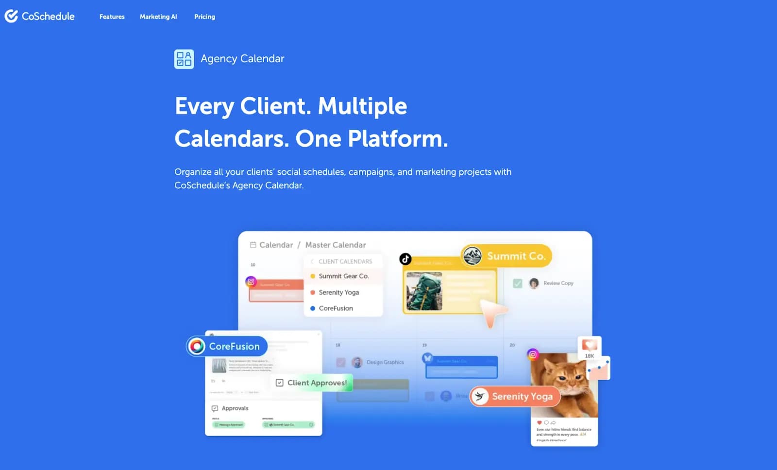CoSchedule agency calendar homepage.
