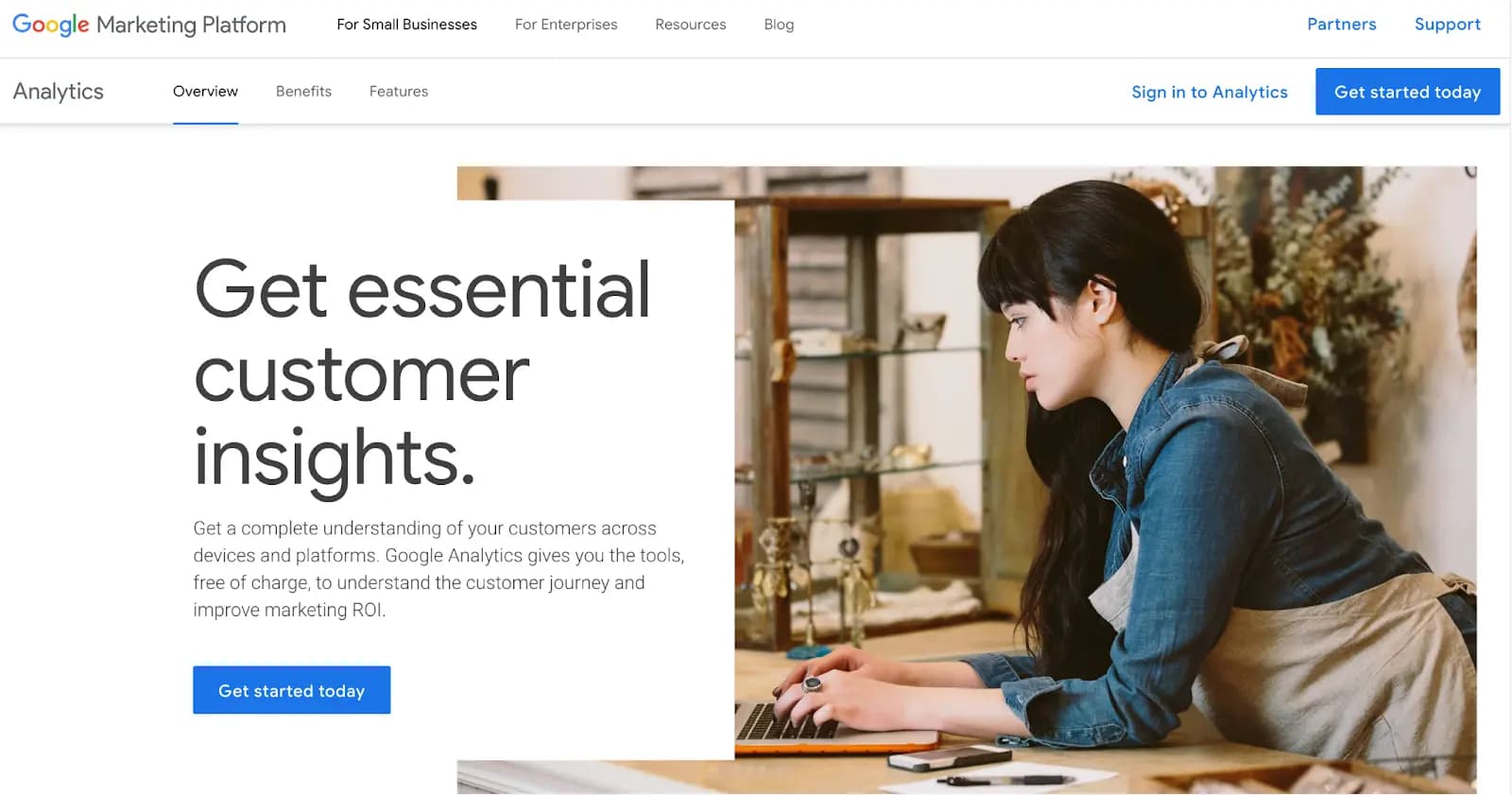 Google Marketing Platform homepage.