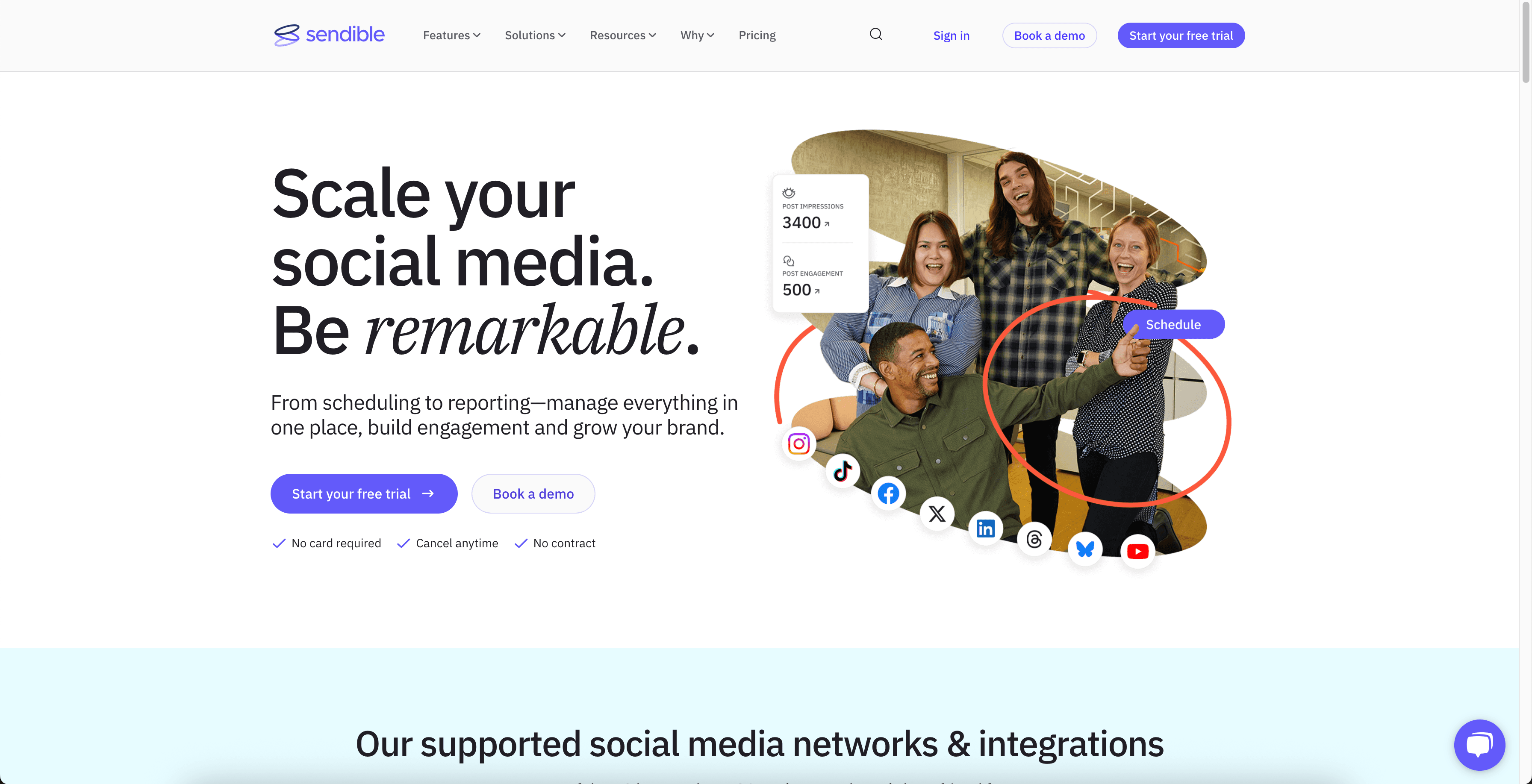 Sendible homepage.