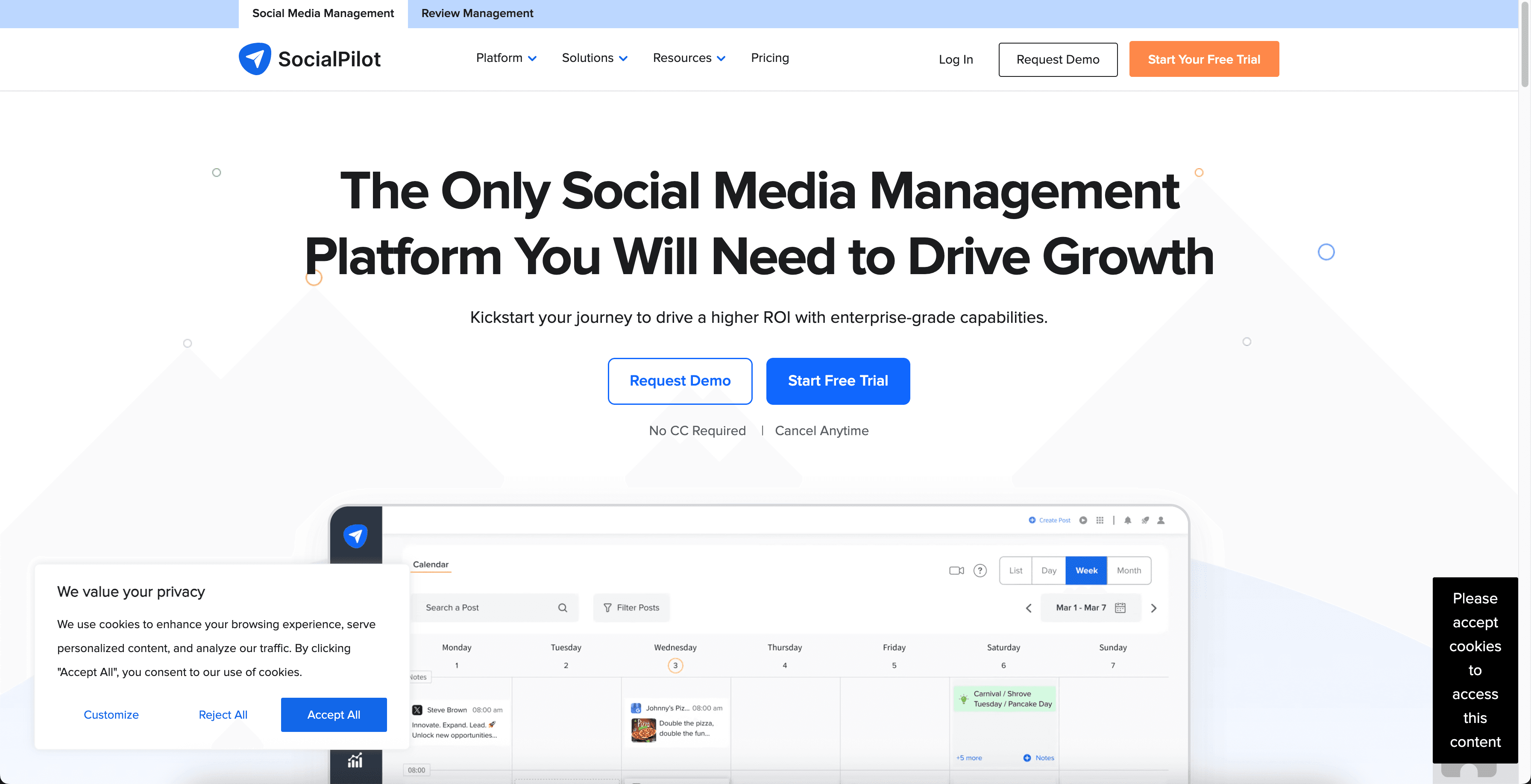 SocialPilot homepage.