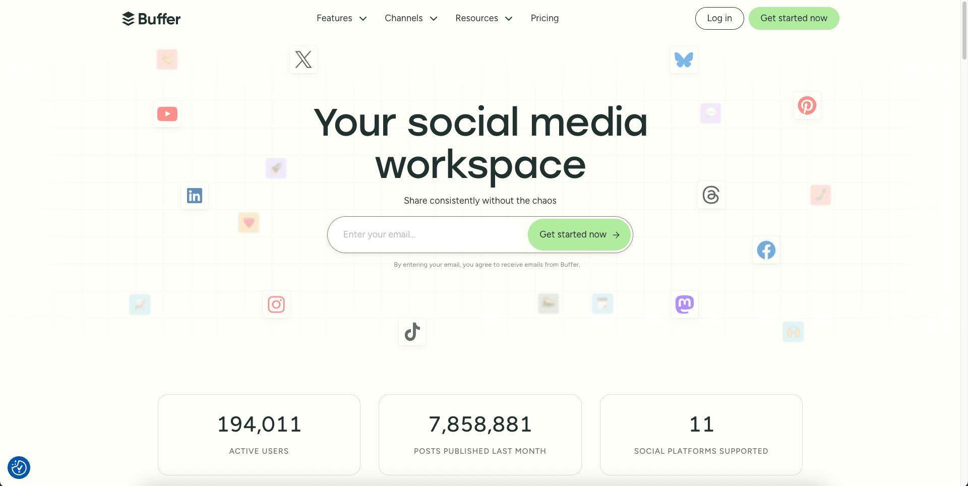 Buffer homepage.