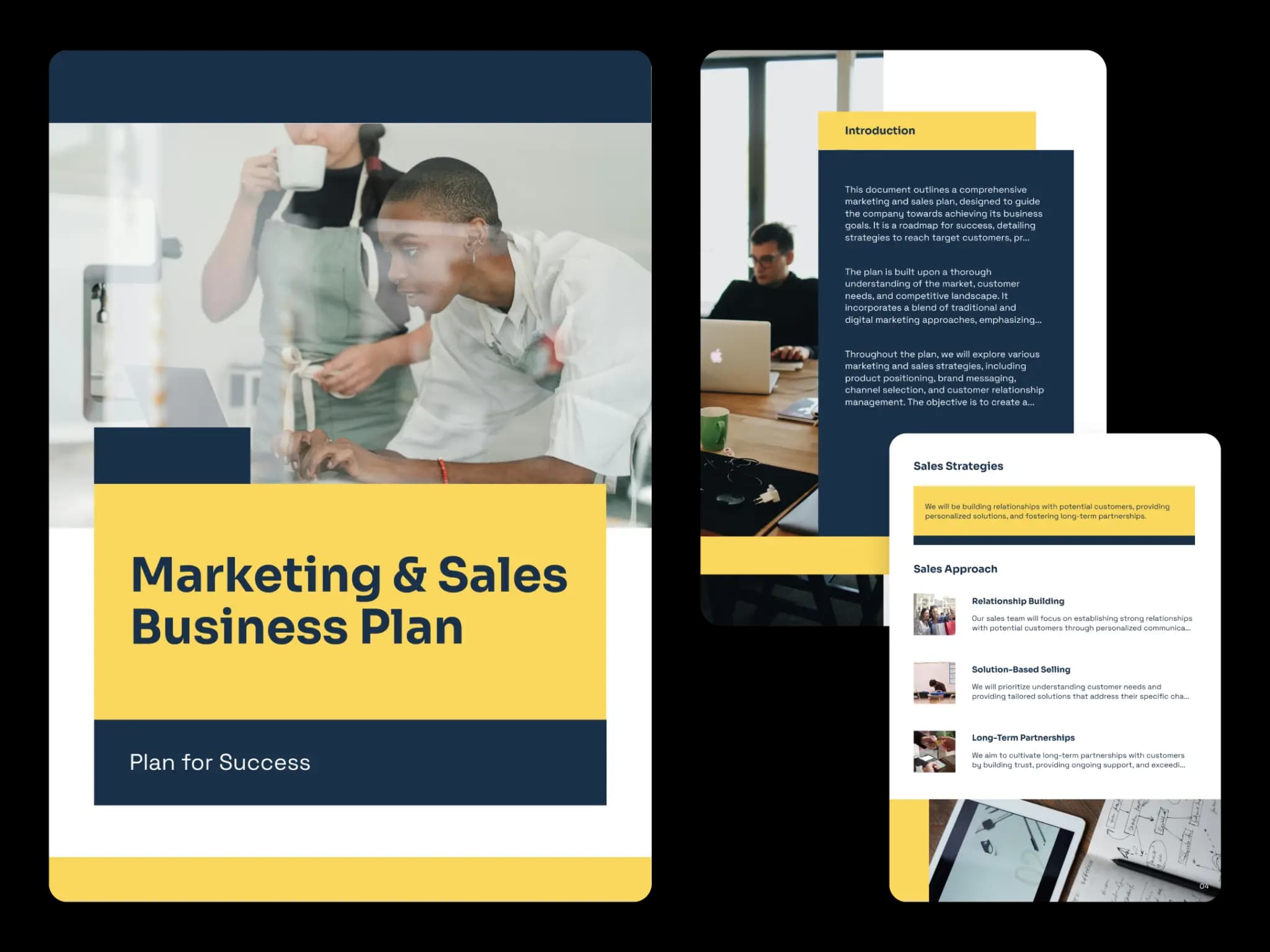 Piktochart marketing and sales business plan graphic.