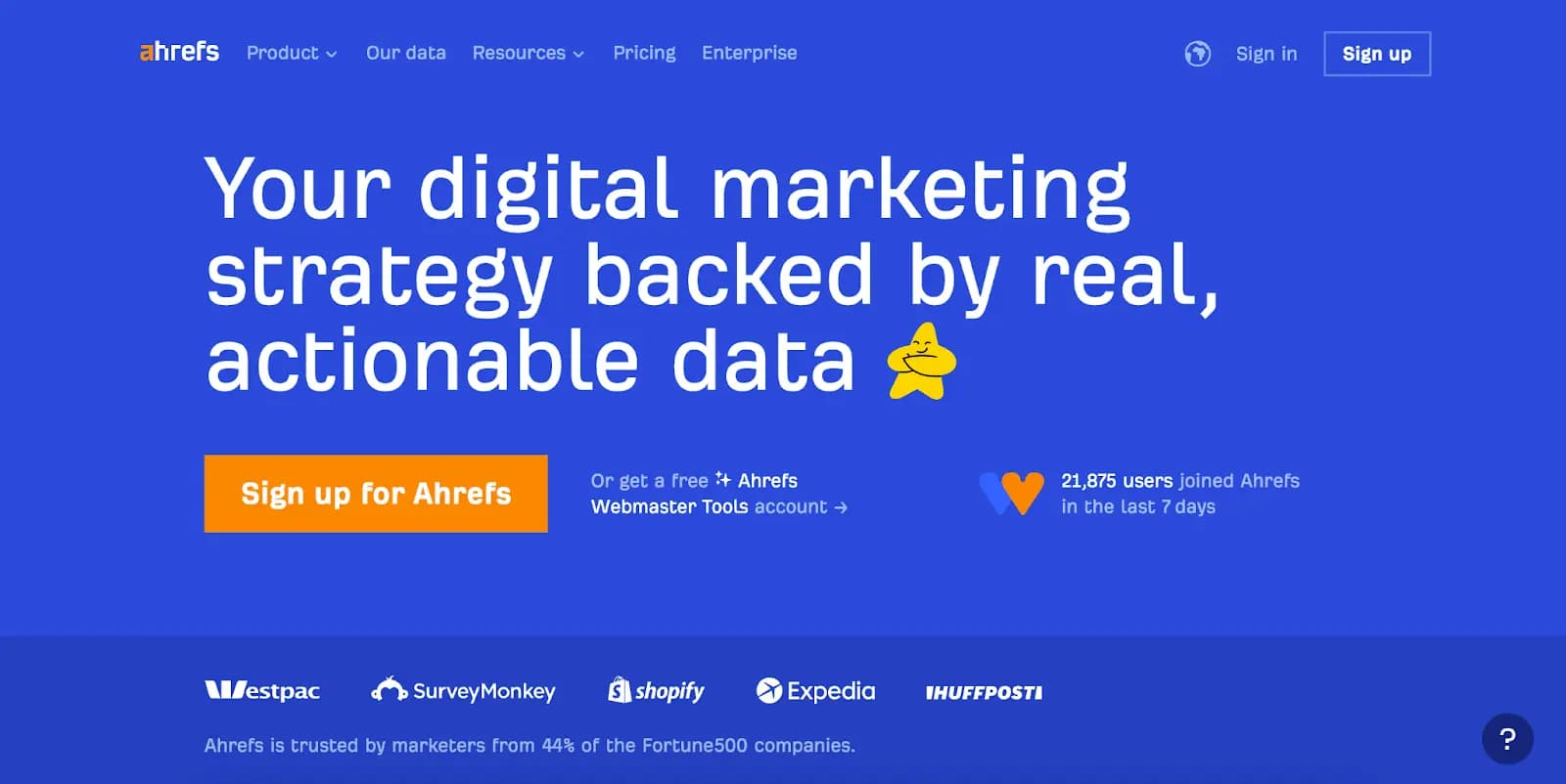 Ahrefs homepage.