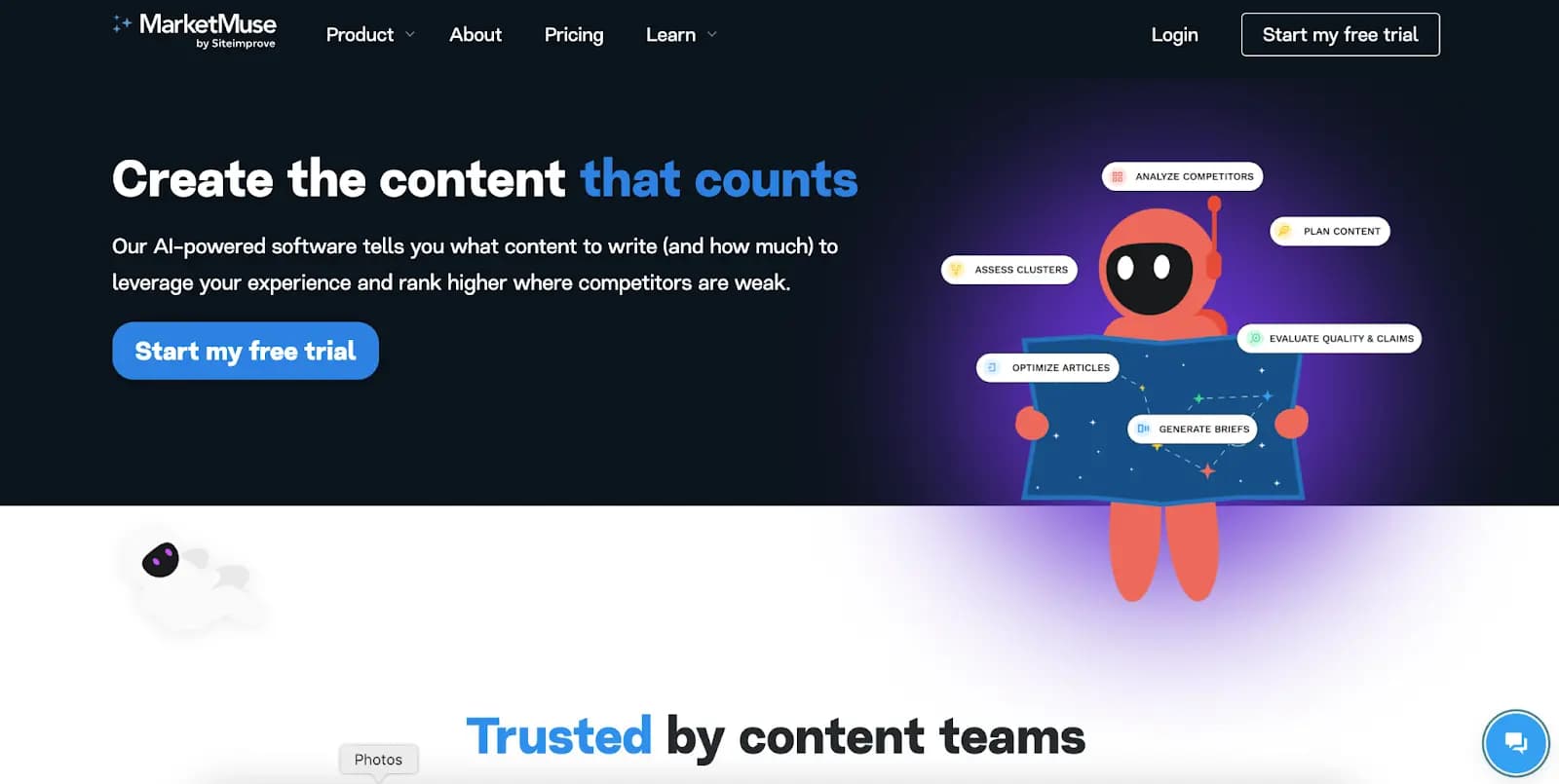 MarketMuse homepage.