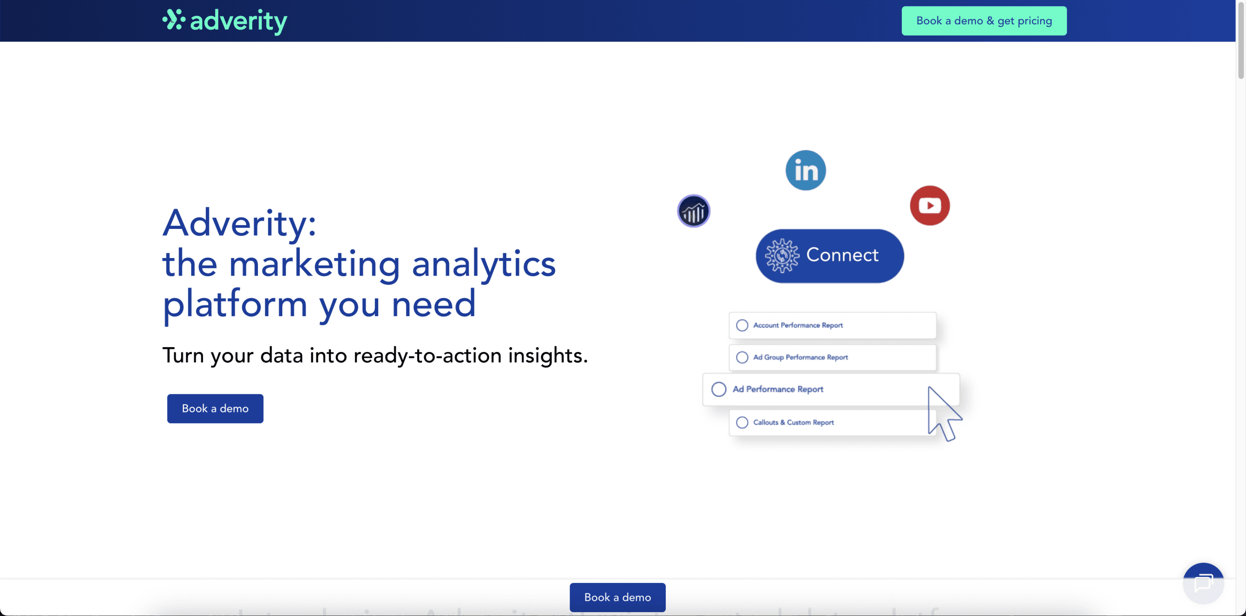 Adverity homepage.