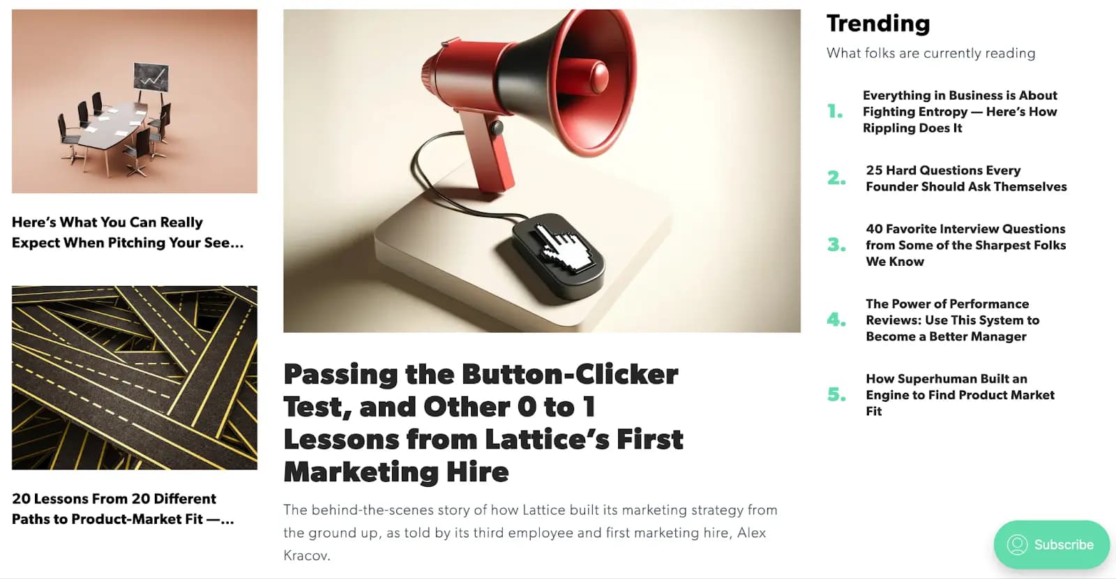 First Round Review homepage.