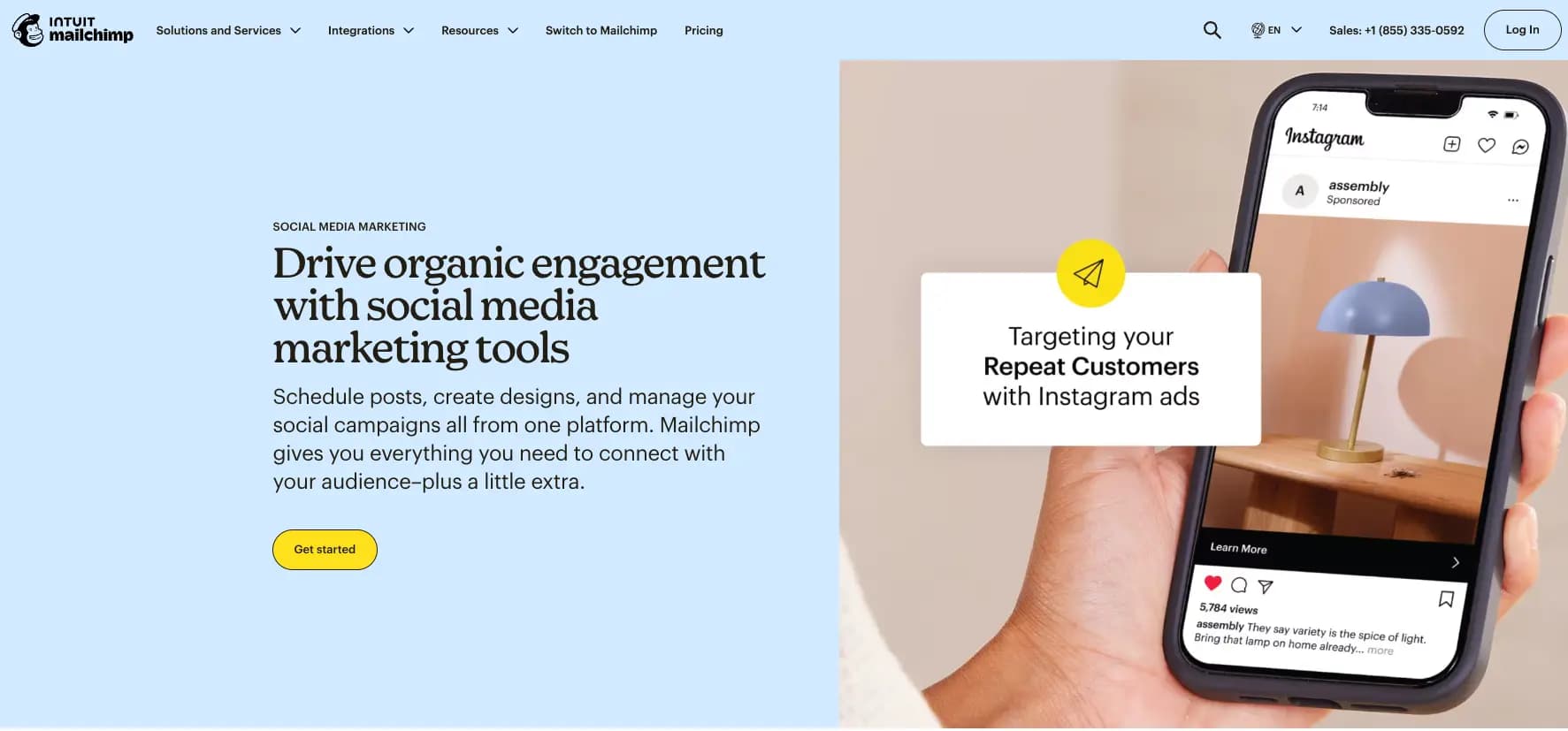 Mailchimp homepage.
