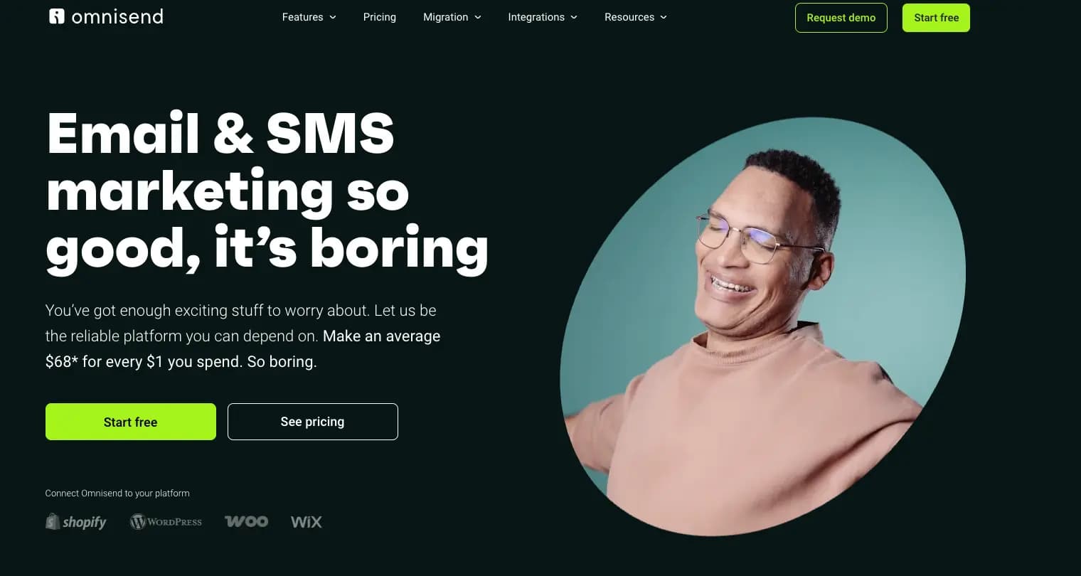 Omnisend homepage.