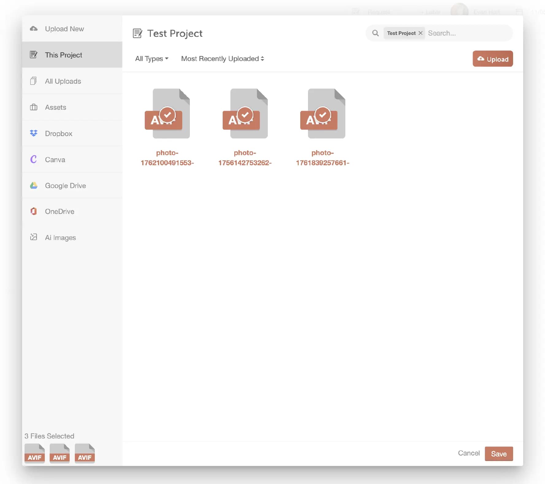 CoSchedule's file upload area.