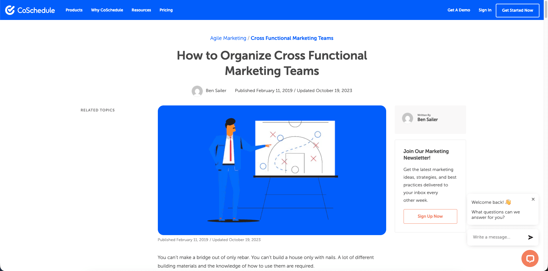 How to Organize Cross Functional Marketing Teams - CoSchedule Agile Marketing guide.