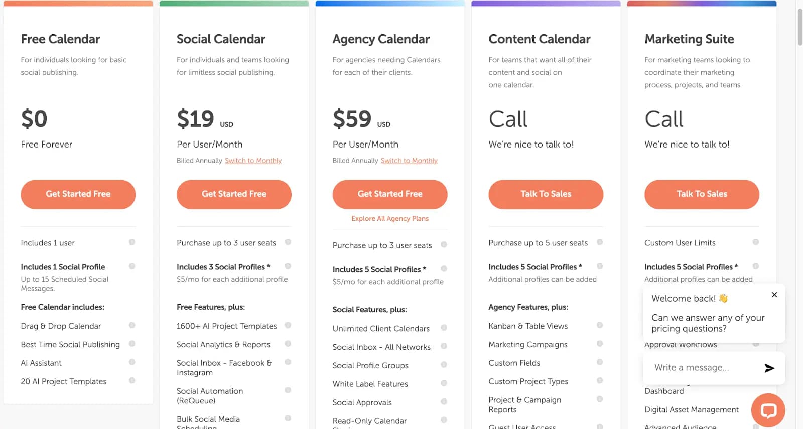 CoSchedule pricing page.