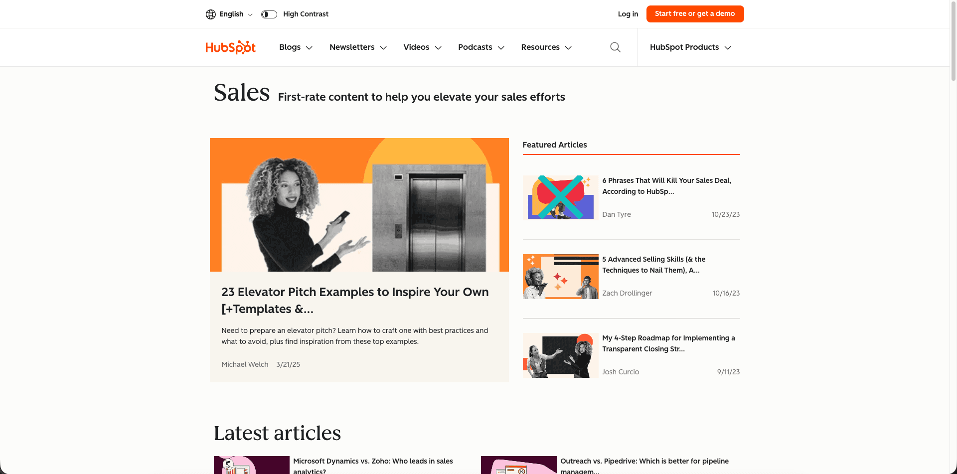 HubSpot blog webpage.