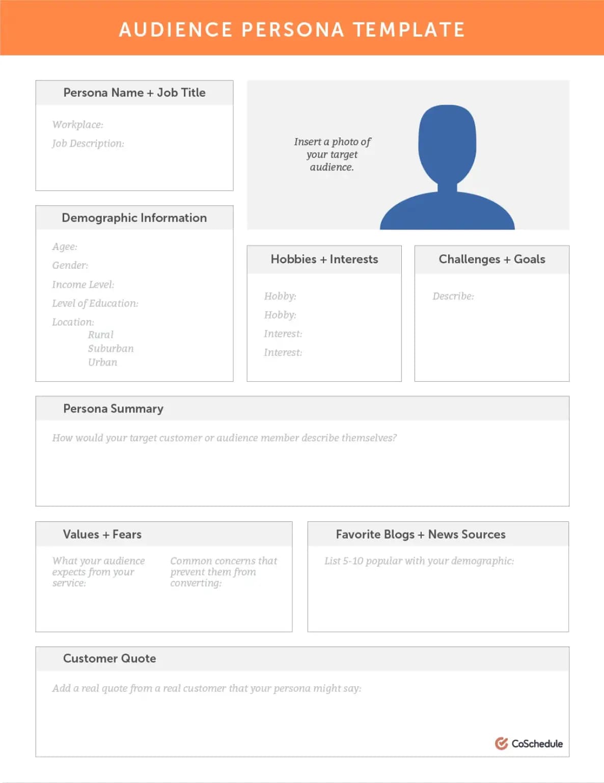 A template for audience personas